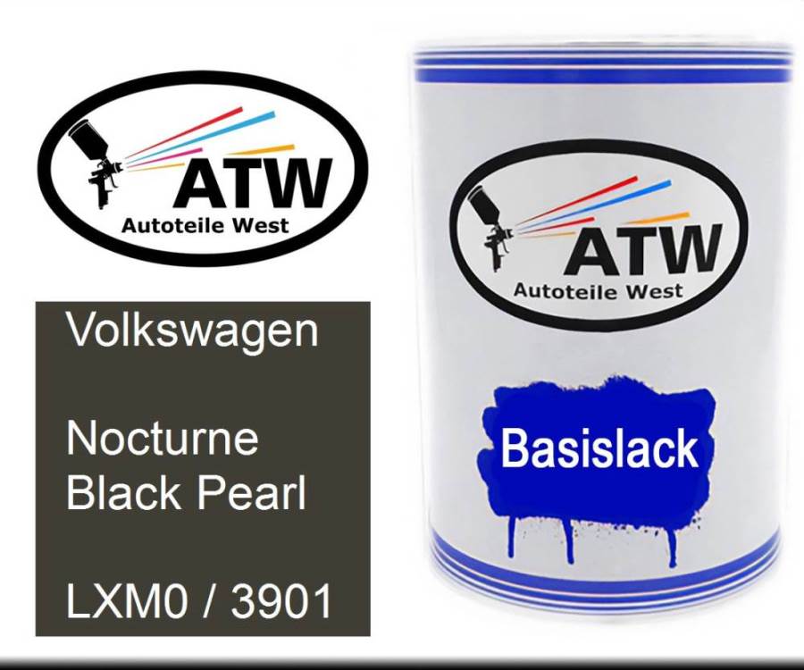 Volkswagen, Nocturne Black Pearl, LXM0 / 3901: 500ml Lackdose, von ATW Autoteile West.